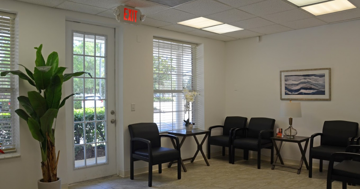 Chairs and tables in waiting room