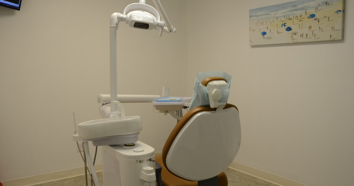 Dental chair viewed from behind